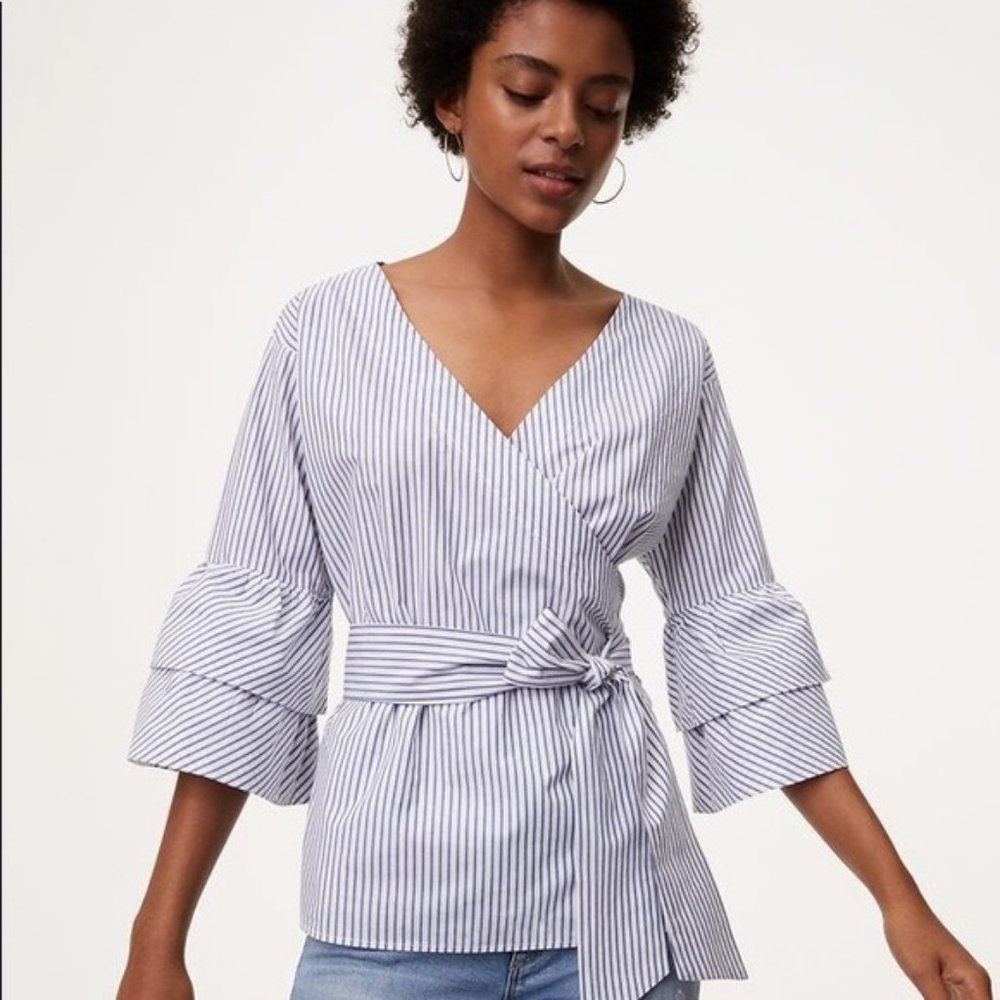 🎈Loft Striped Wrap Shirt, Size Medium NWT